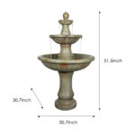 51.5" High 3-Tier Modern Round Concrete Outdoor Water Fountain – Large Stone-Look Waterfall - Image 6