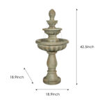 42.5" H Traditional Outdoor Water Fountain with Pineapple Finial – Classic 3-Tier Stone Finish Garden Waterfall - Image 7