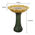 24.4" Sunflower Shaped Garden Birdbath – Decorative Fiber Reinforced Concrete Water Feature - Image 7