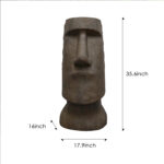 35.6" H Moai-Inspired Easter Island Head Sculpture – Iconic Outdoor Garden & Indoor Decor Statue - Image 4